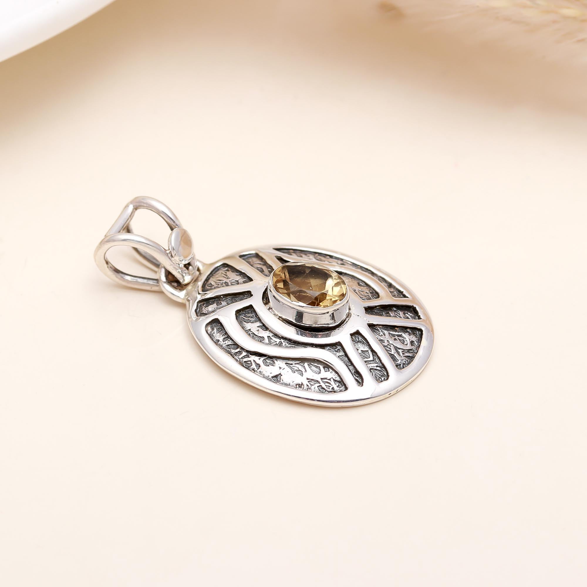 Craft Rose Gold Topaz Faceted Natural Gemstone Silver plated Pendant