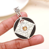 Net Design Citrine Silver Plated Pendant