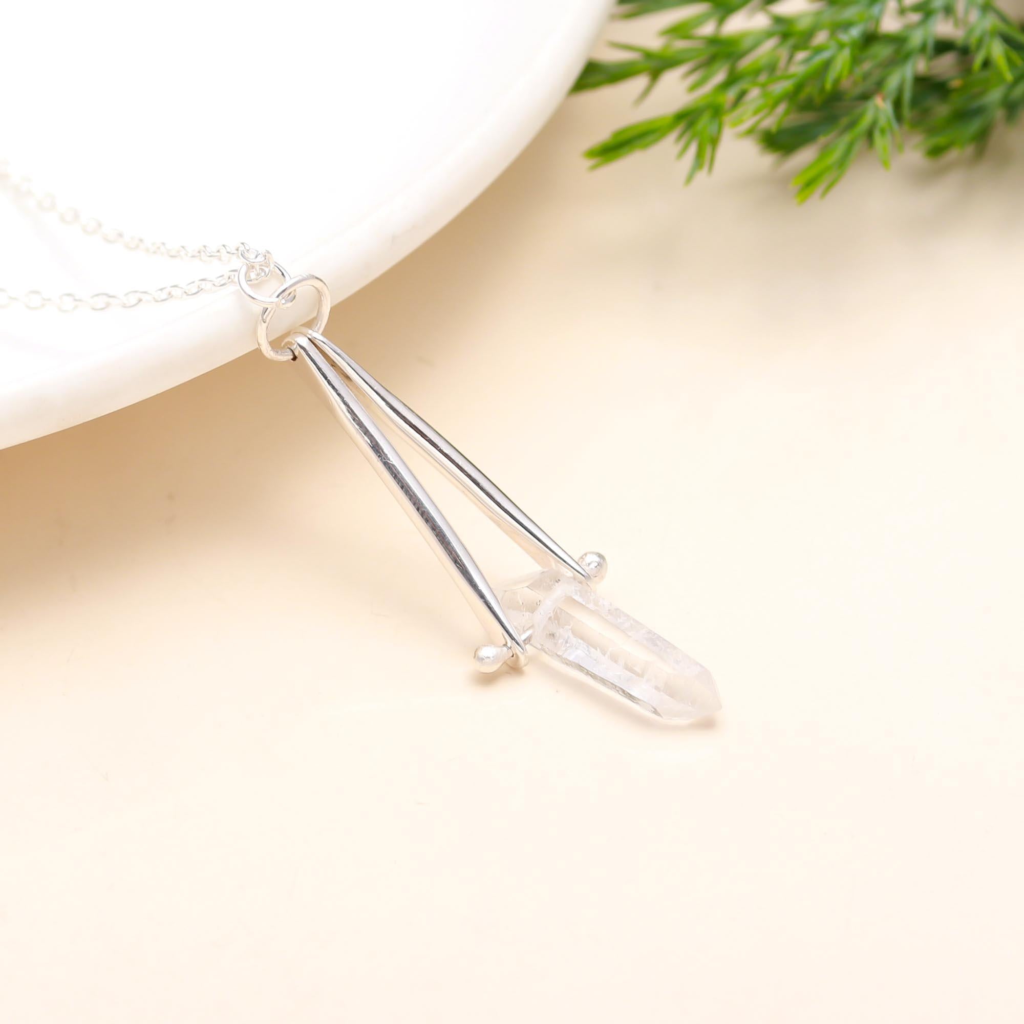 925 Sterling Silver Laser Crystal Necklace