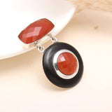 Ethnic Red Stone Silver Pendant