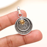 Citrine Gemstone Casting Pendant in 925 Silver