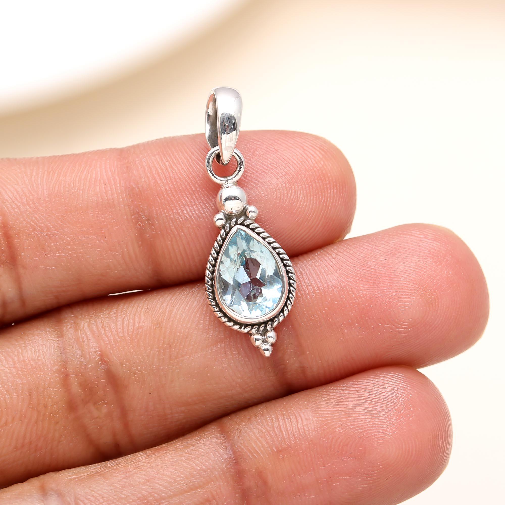 Handmade Pure Silver Aquamarine Pendant