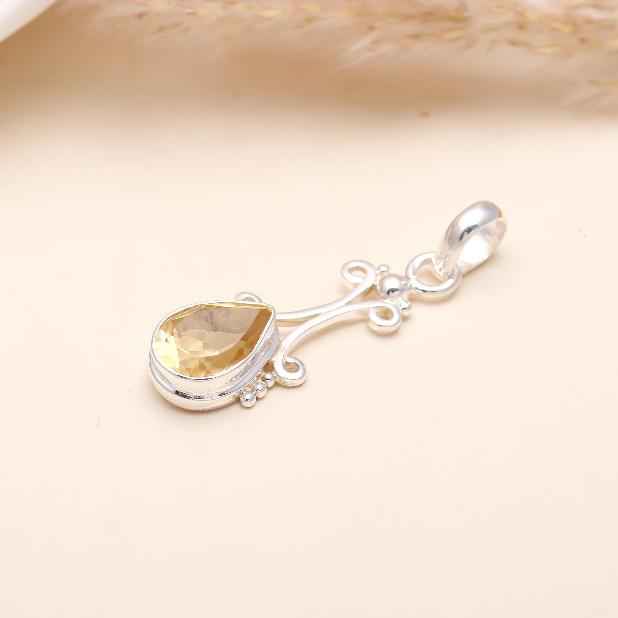925 Sterling Silver Citrine Pendant