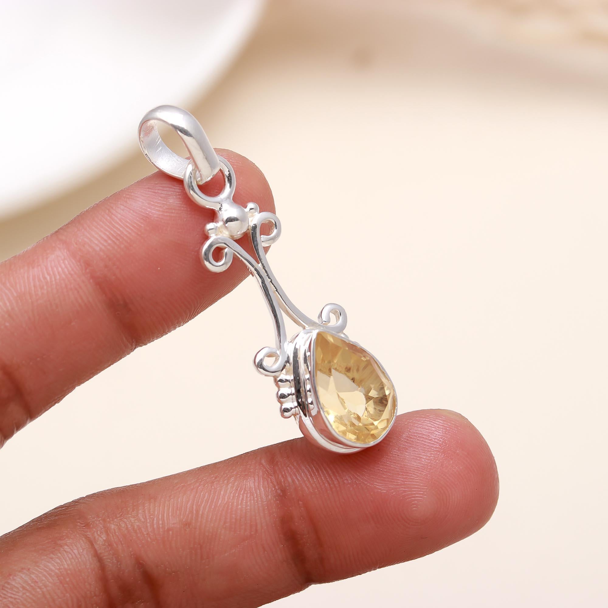 925 Sterling Silver Citrine Pendant