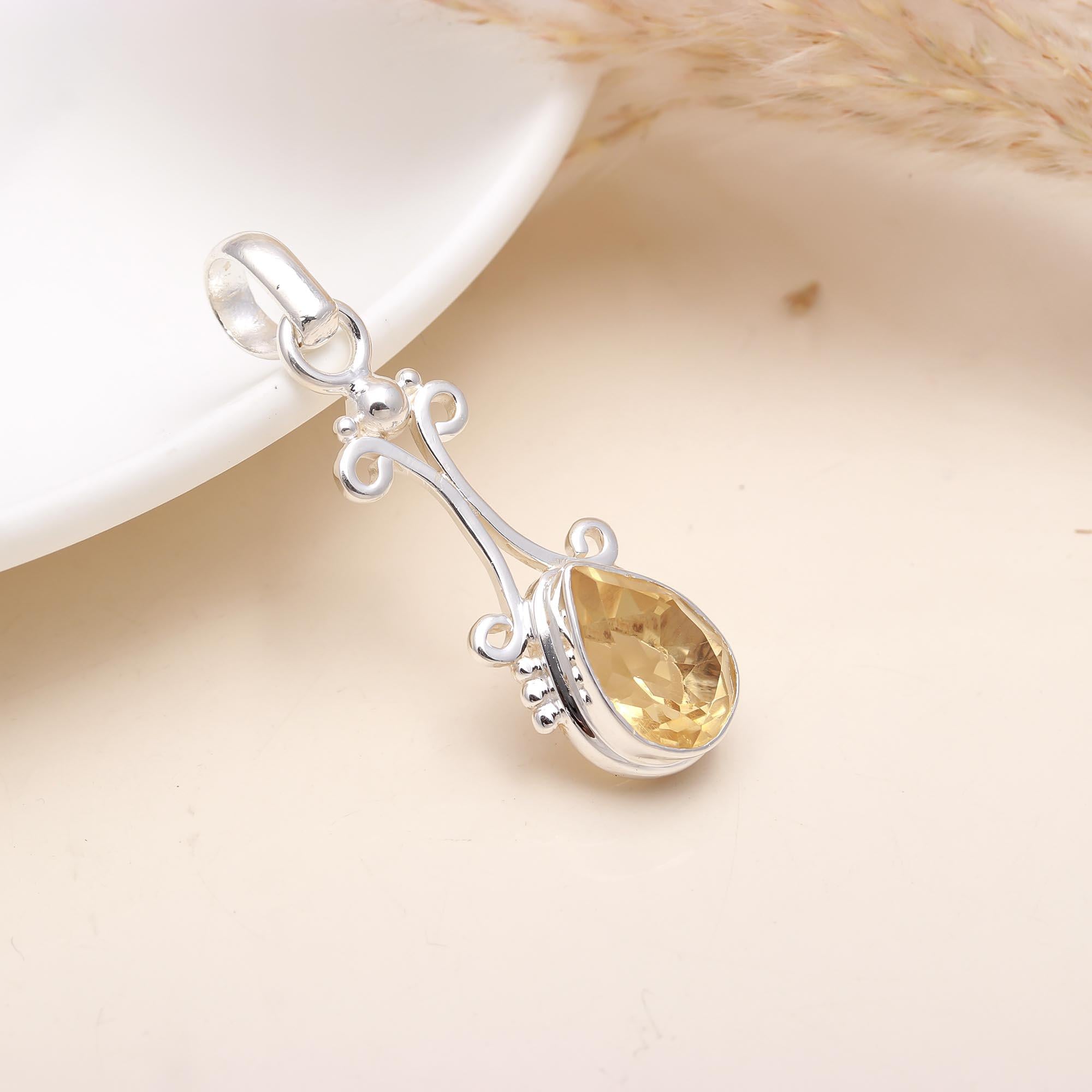 925 Sterling Silver Citrine Pendant