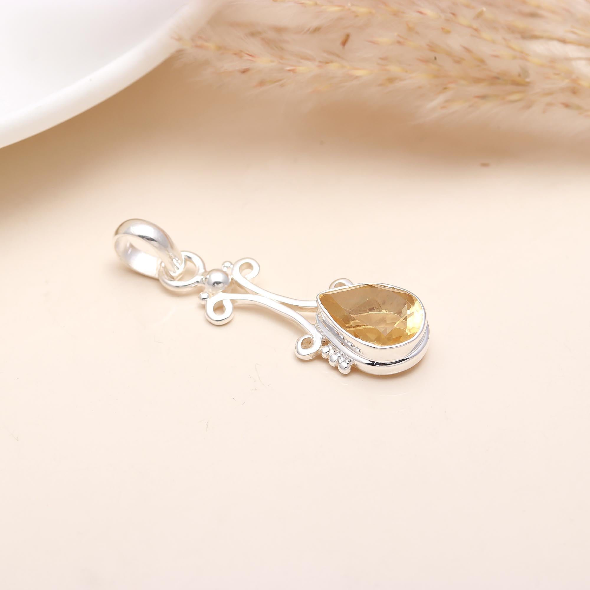 925 Sterling Silver Citrine Pendant