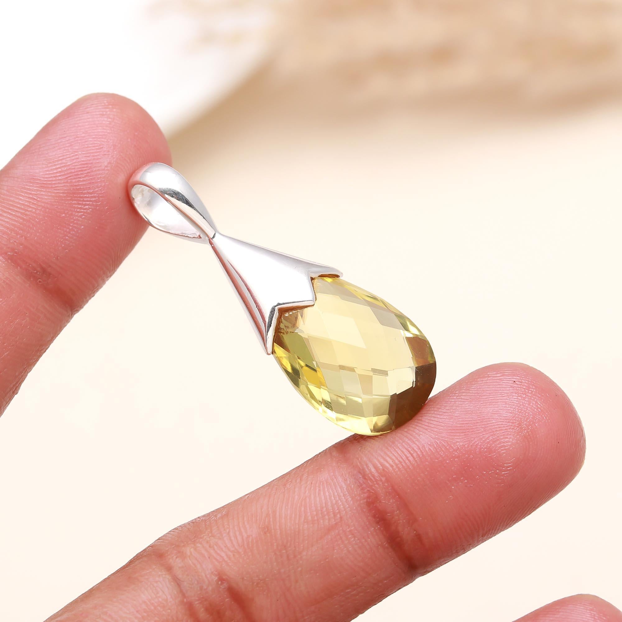 Natural Citrine Pendant in 925 Sterling Silver