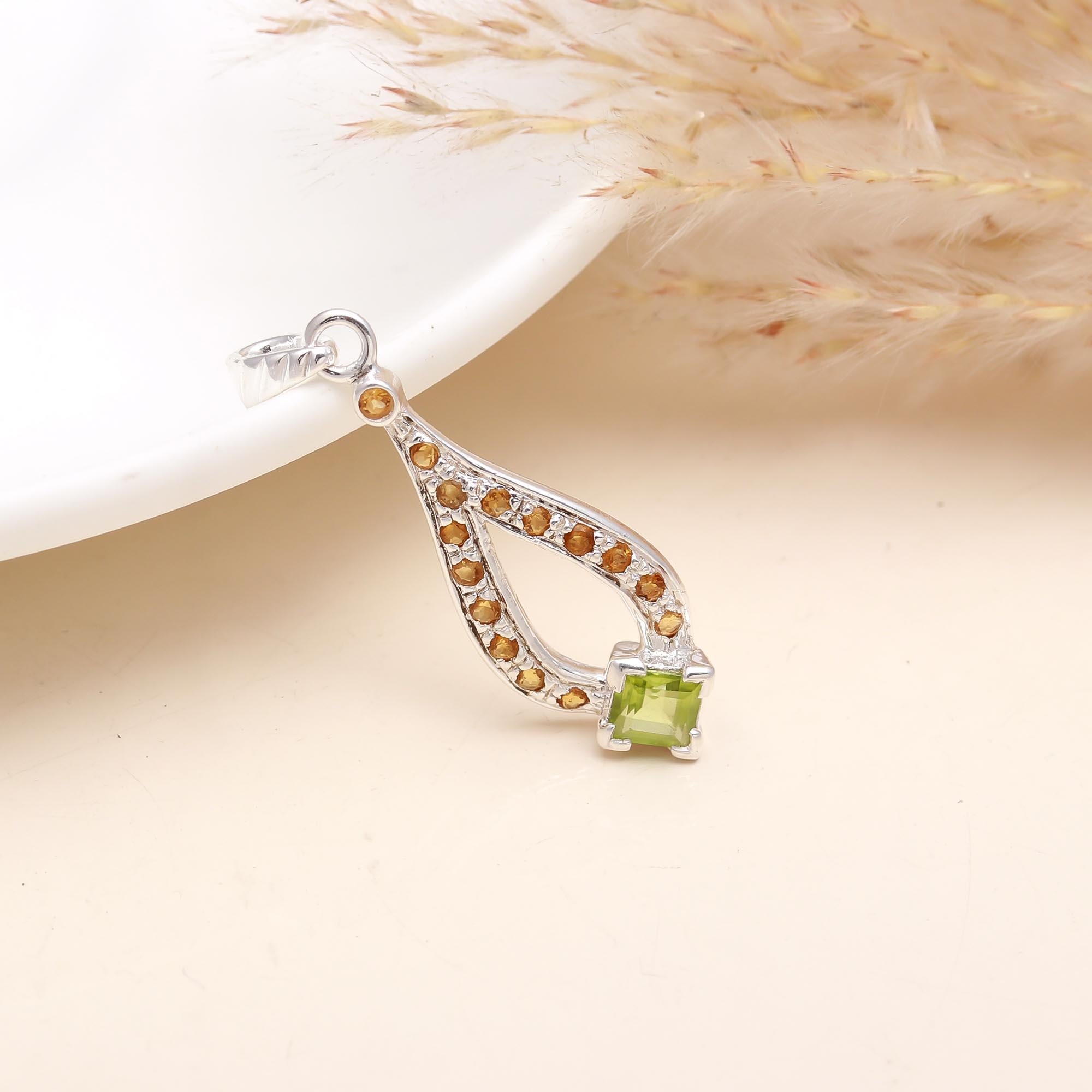 Peridot Minimalist Pendant in 925 Sterling Silver