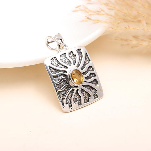 Citrine 925 Sterling Silver Pendant