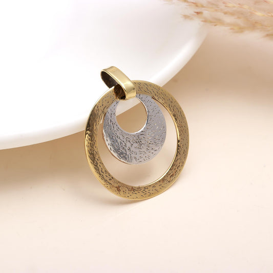 Yellow Double Circle 925 Sterling Silver Necklace