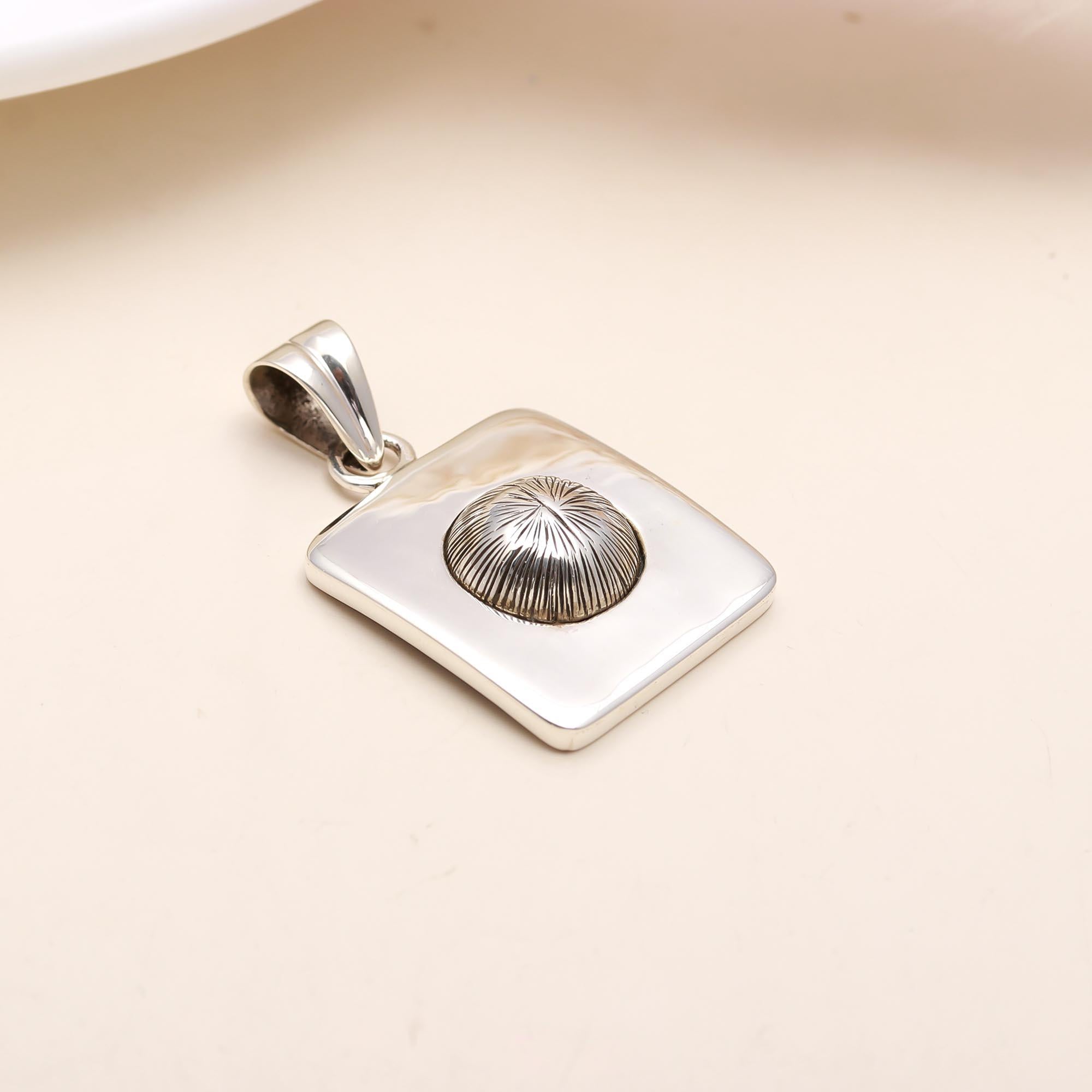 Antique 925 Sterling Silver Color Square Shape Charms Pendant