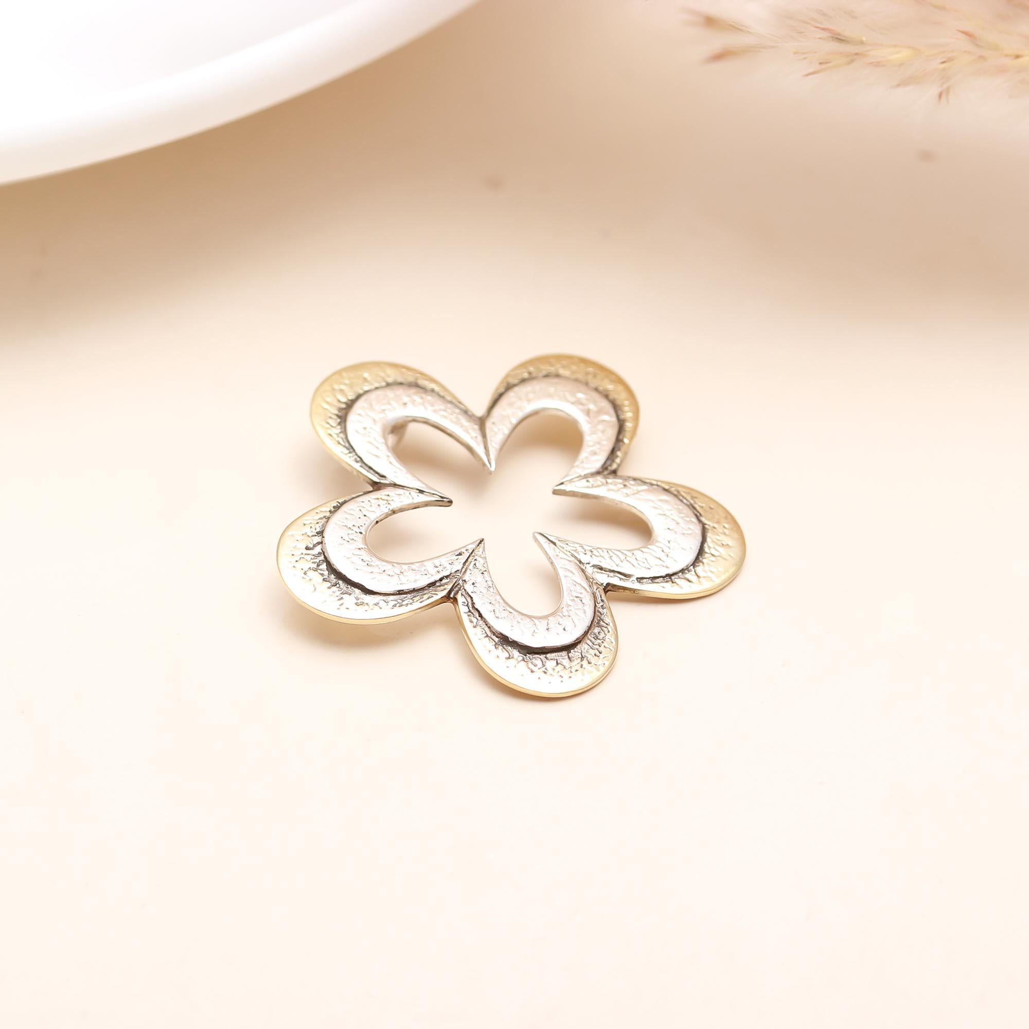 Sterling Silver and Rosegold Floral Pendant