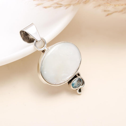 Moonstone and Blue Topaz Sterling Silver Pendant