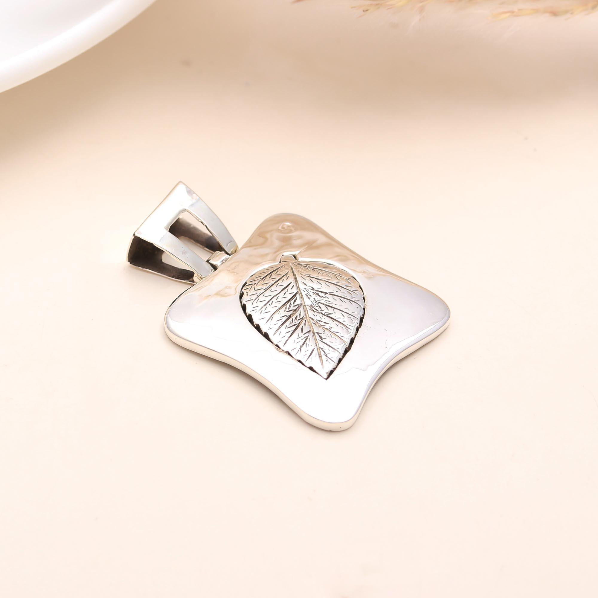 Sterling Silver Bodhi Leaf Charm Pendant