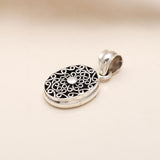 925 Sterling Silver Cutout Ornate Design Round Pendant