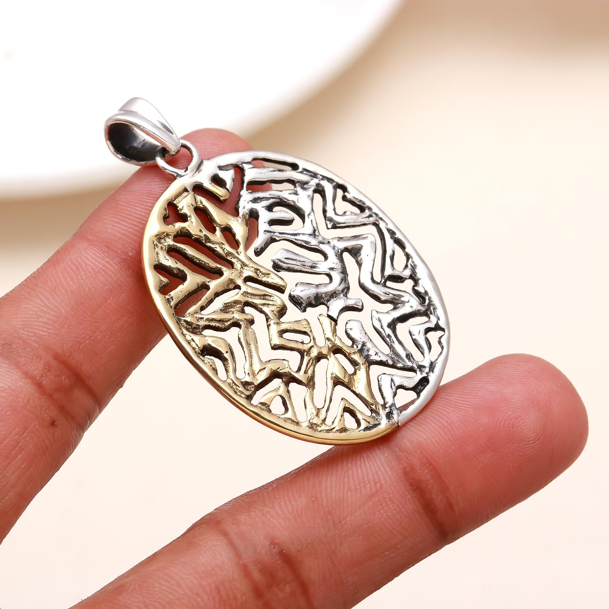 925 Sterling Silver Israel Oval Pendant