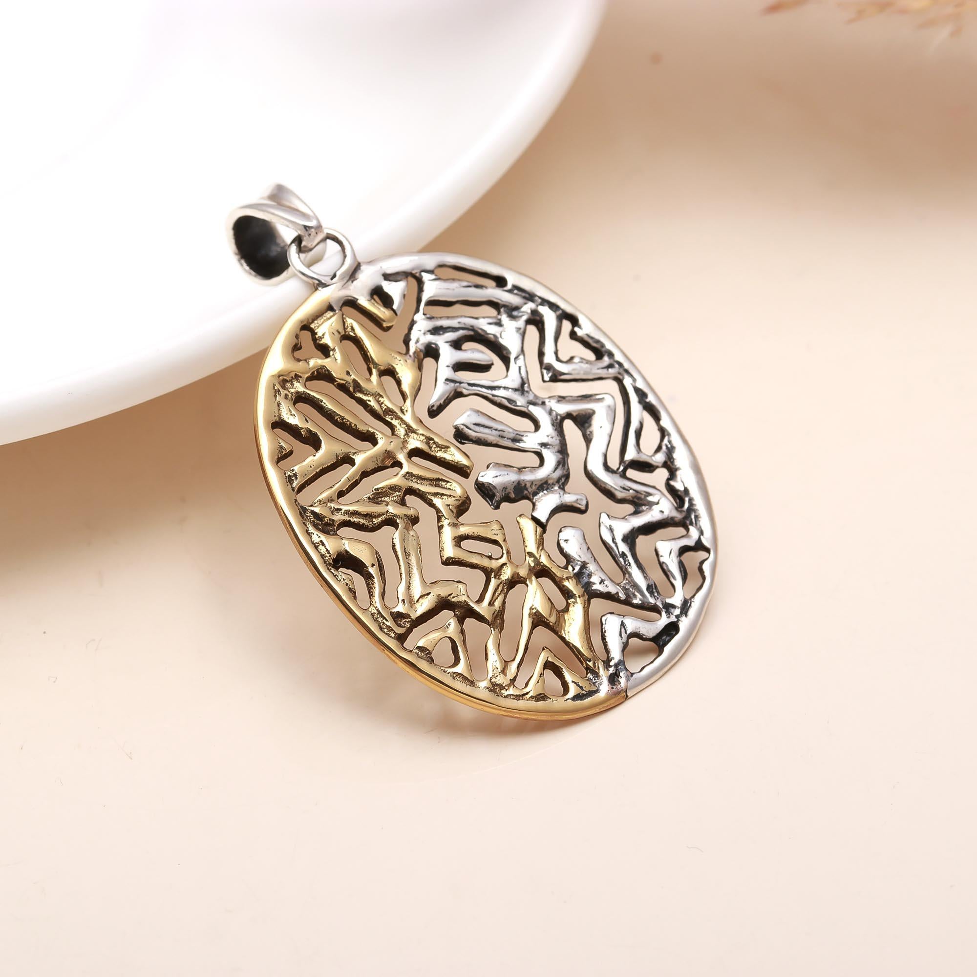 925 Sterling Silver Israel Oval Pendant