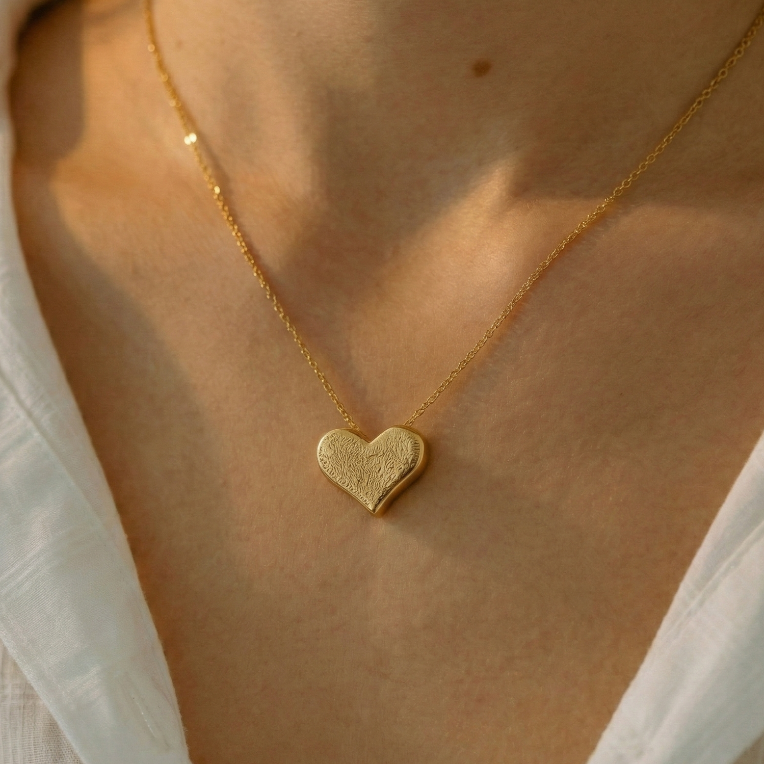 The Golden Affection: Textured Gold Heart Pendant