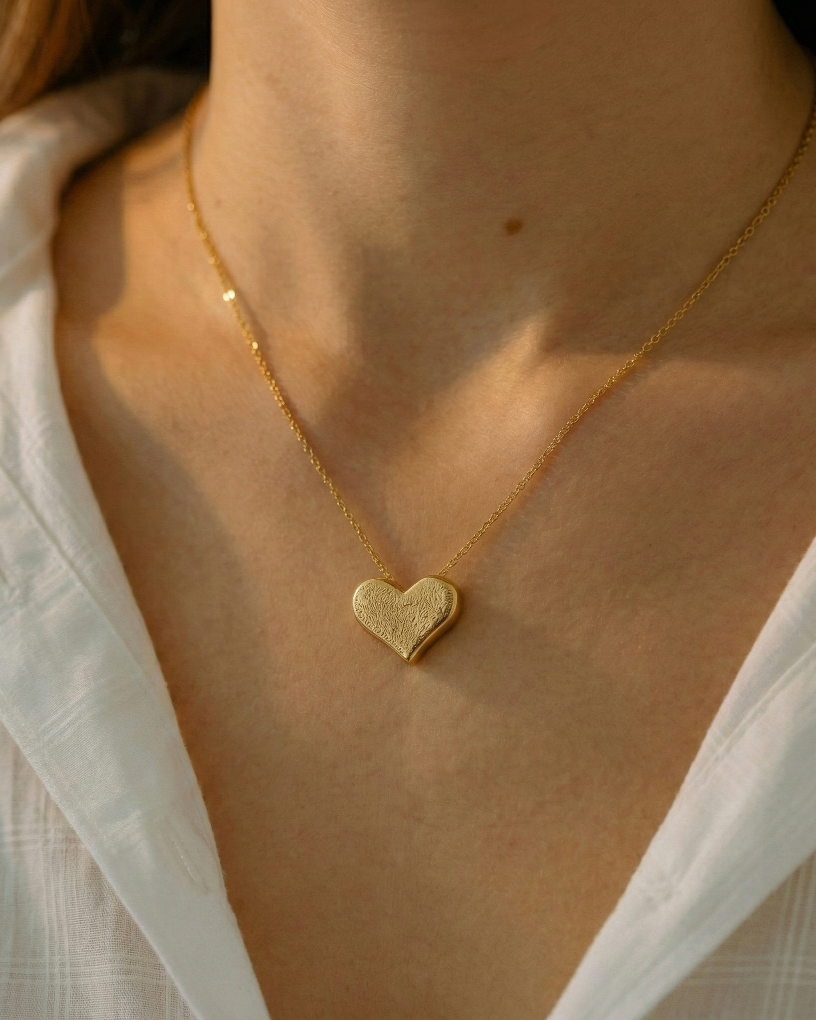 The Golden Affection: Textured Gold Heart Pendant