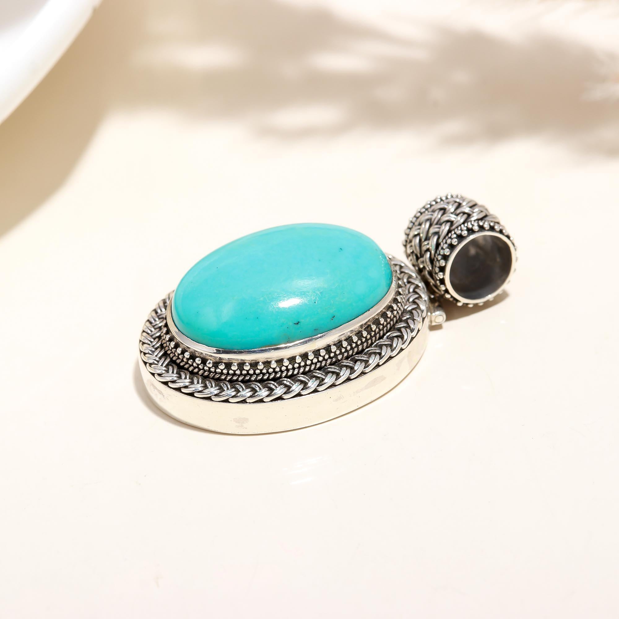 925 Sterling Silver Turquoise Gemstone Ethnic Pendant