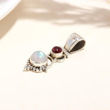 Sterling Silver Plated Garnet Stubbed Double Gemstone