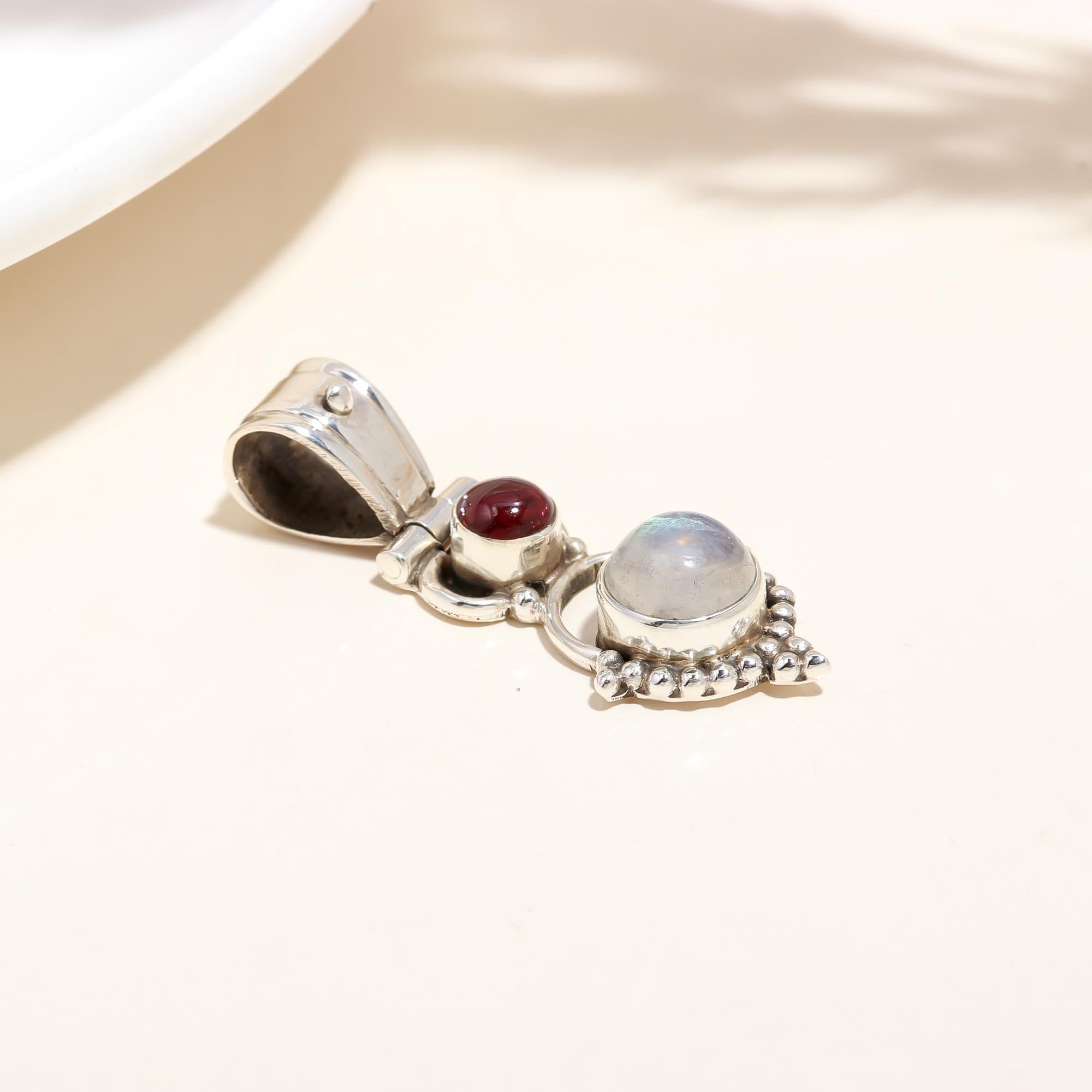 Sterling Silver Plated Garnet Stubbed Double Gemstone