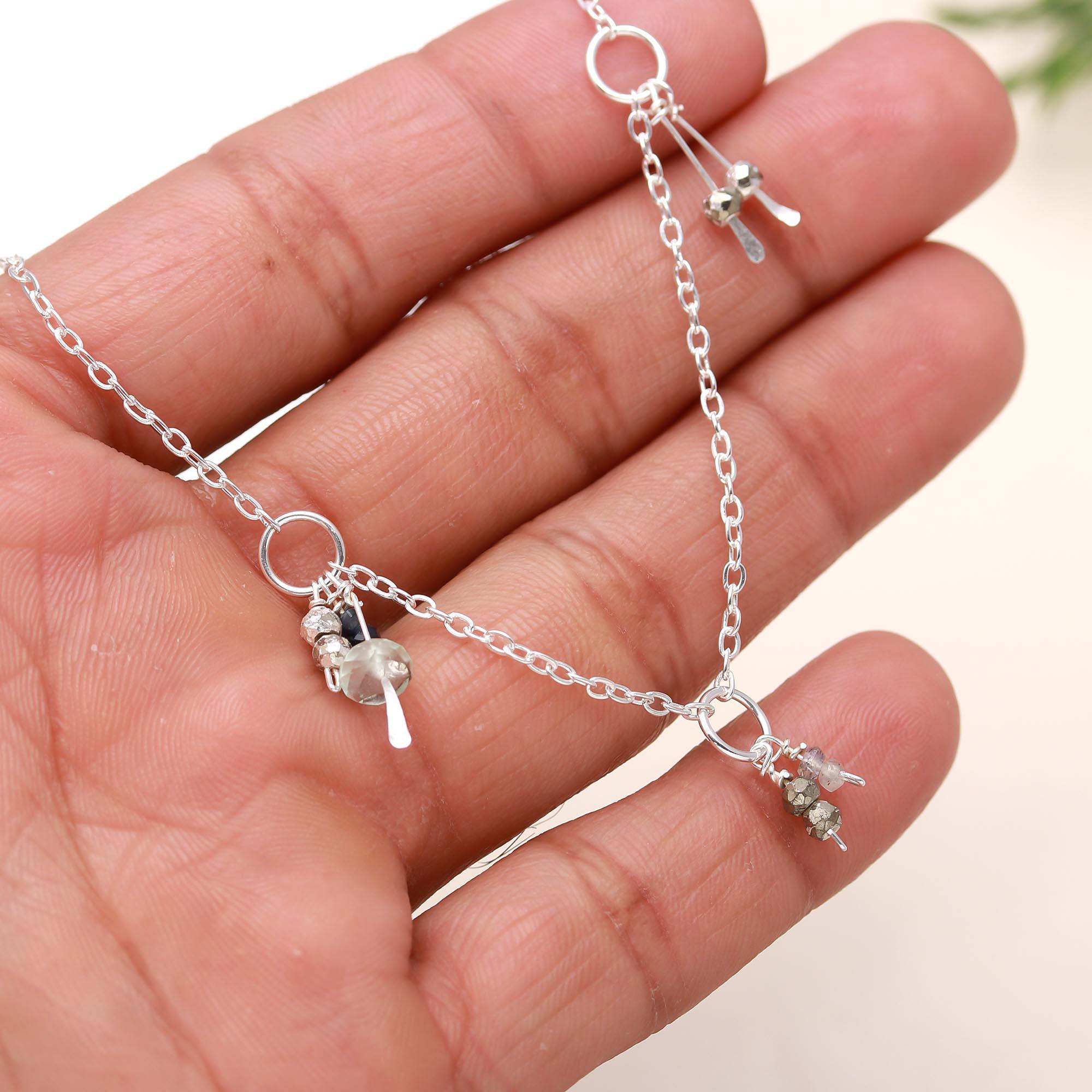 925 Sterling Silver Pyrite, Aquamarine Necklace