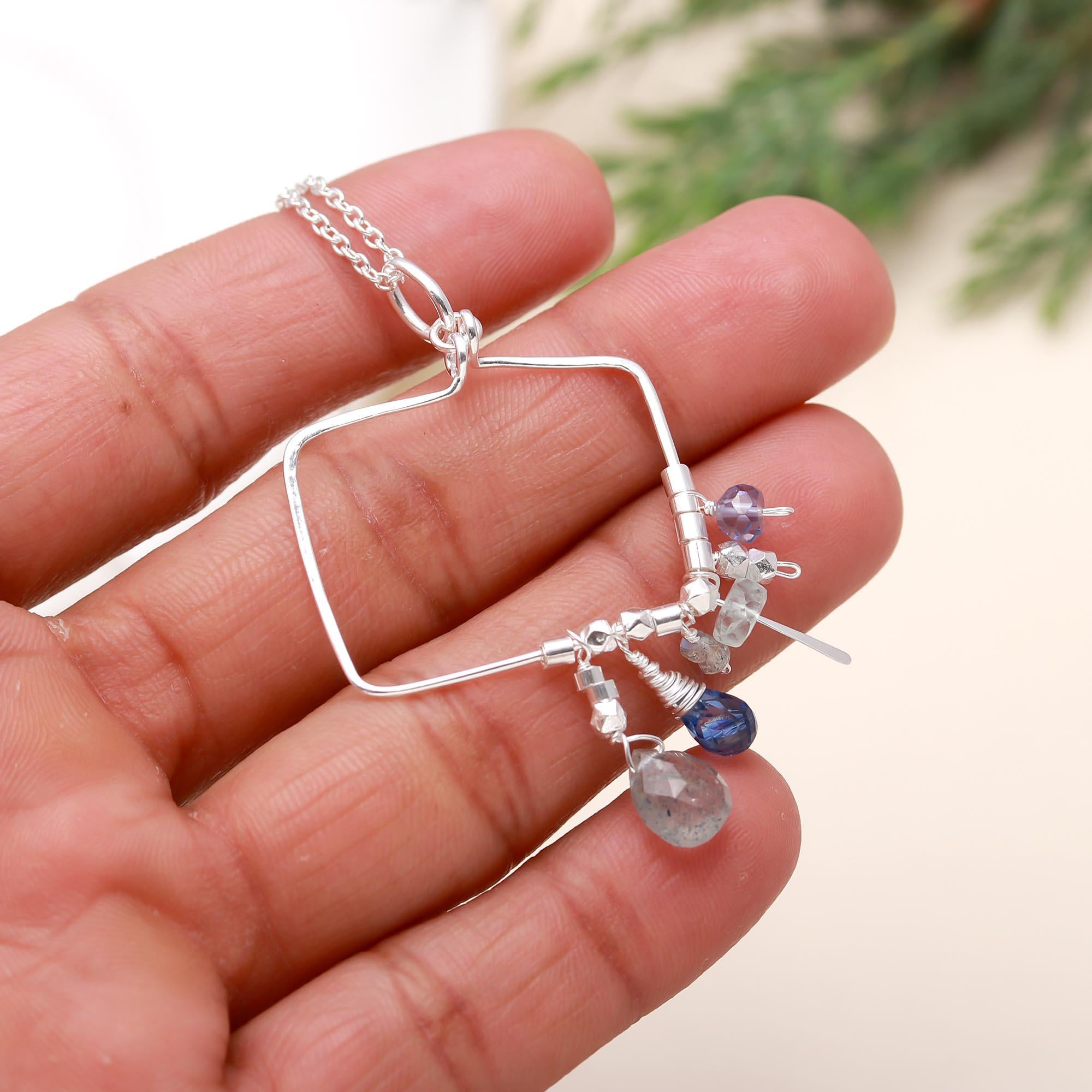 925 Silver Gemstone Beads Pendant Necklace