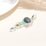 Multicolored Gemstone Pendant With 925 Sterling Silver