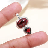 925 Sterling Silver Red Garnet Pendant