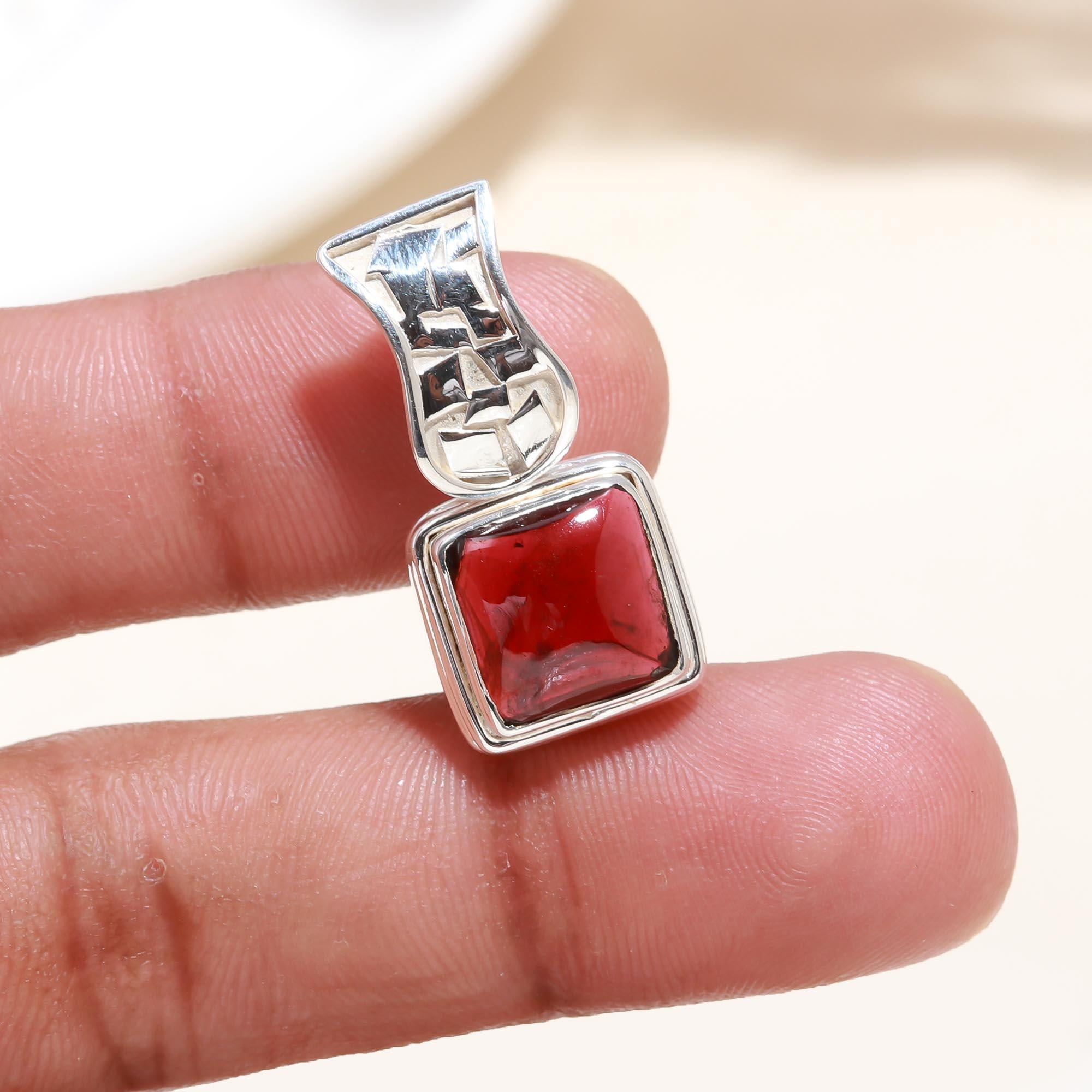 Square Modern Carnelian Pendant