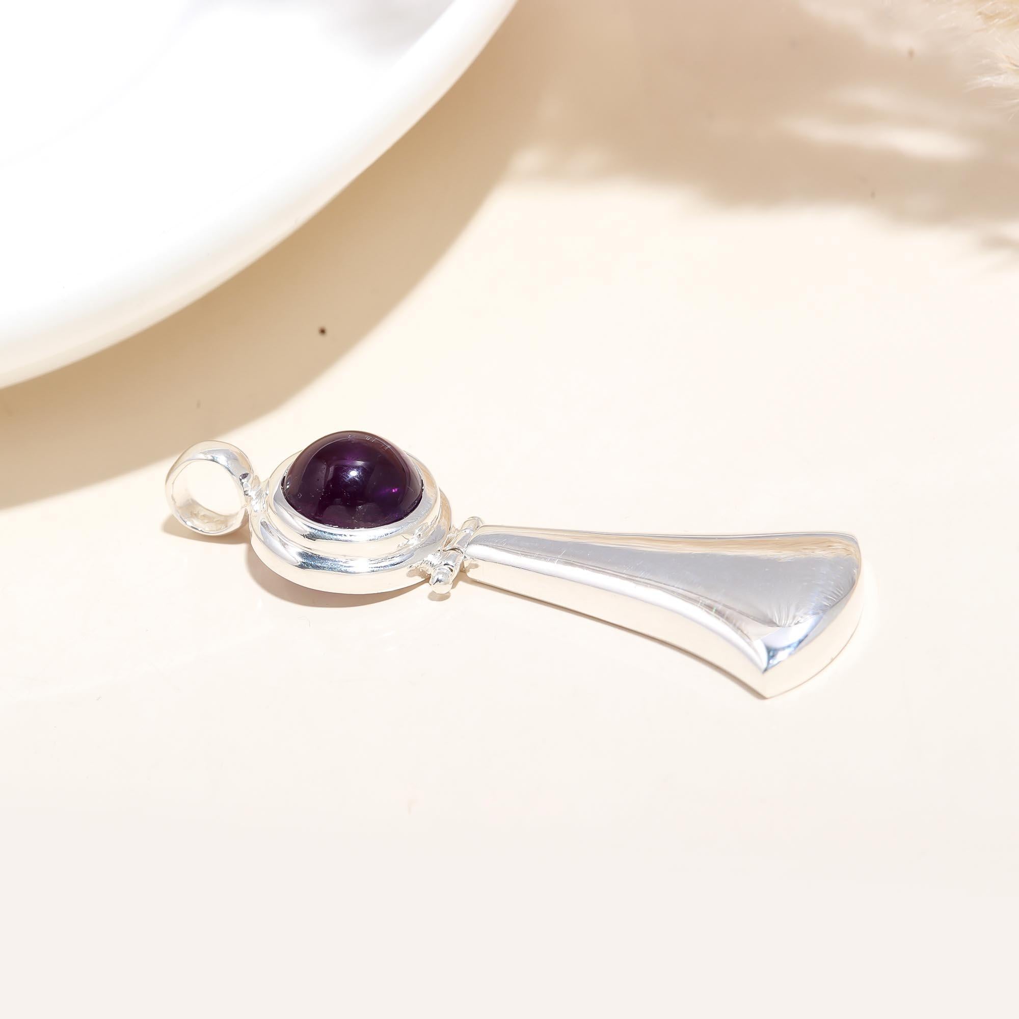 Amethyst Gemstone In 925 Sterling Silver Pendant