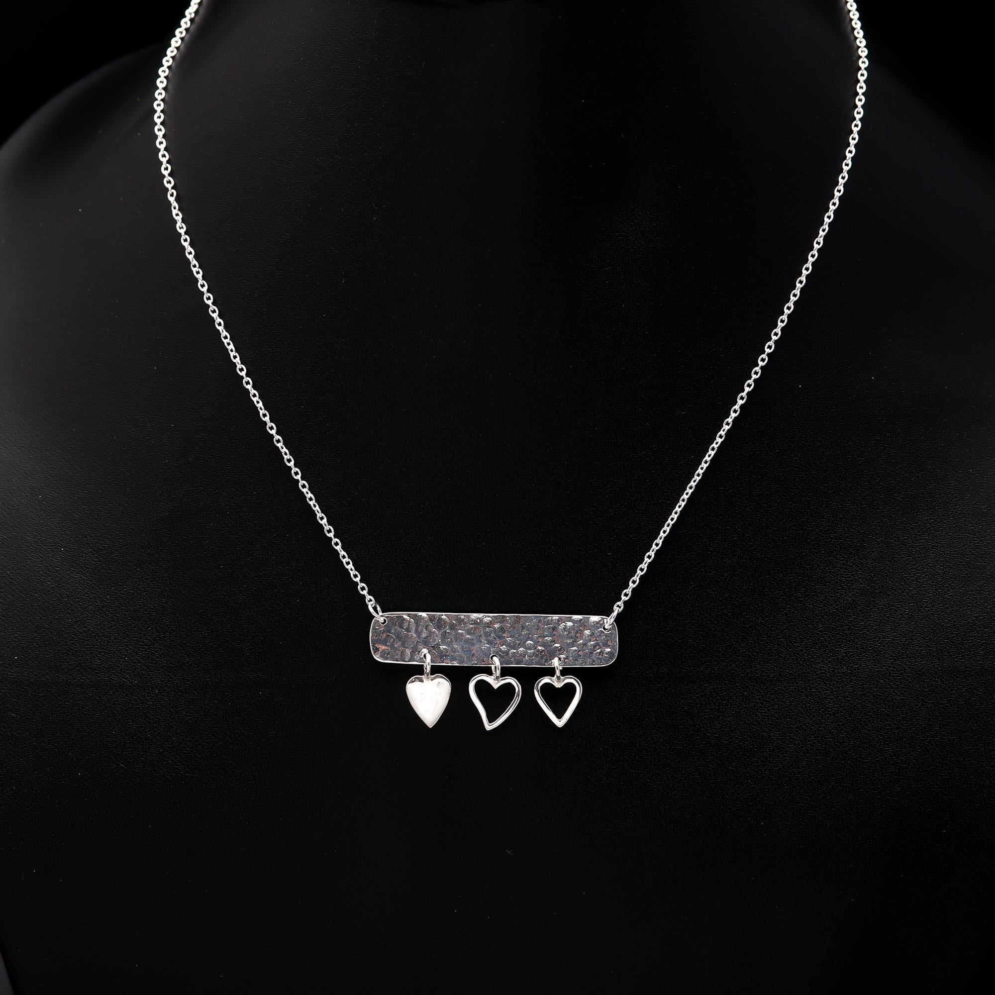 925 Sterling Silver Hammered Heart Necklace