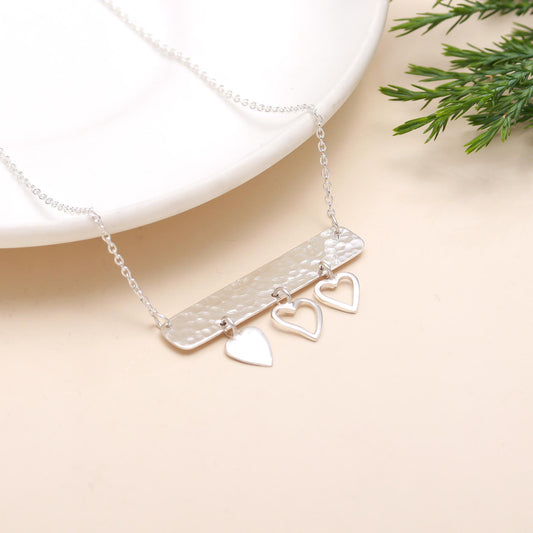 925 Sterling Silver Hammered Heart Necklace