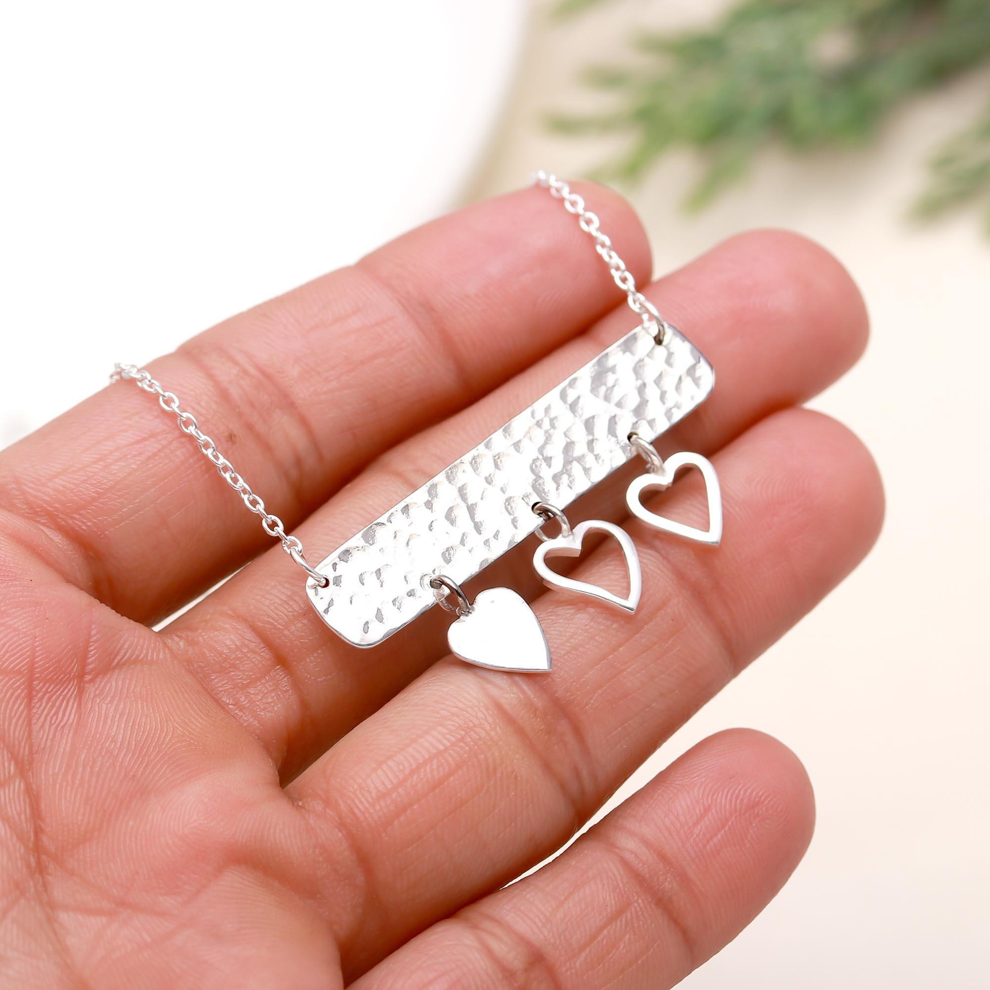 925 Silver Hammered Bar Necklace