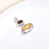 Citrine Faceted Garnet Gemstone 925 Sterling Silver Pendant