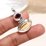 Citrine Faceted Garnet Gemstone 925 Sterling Silver Pendant