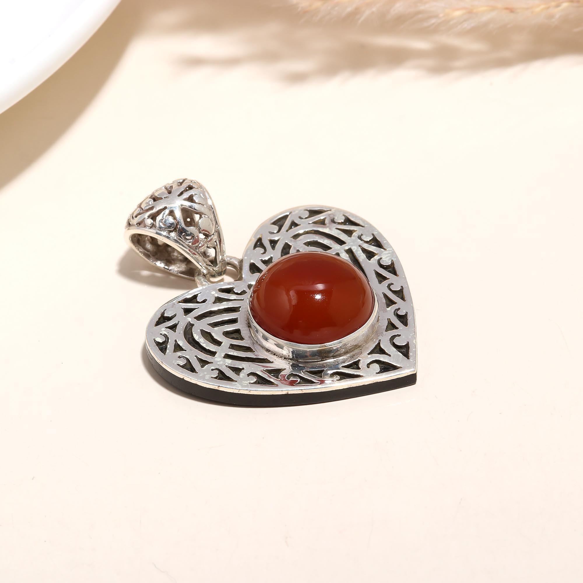 The Carnelian Heart: Carnelian Filigree Love Pendant