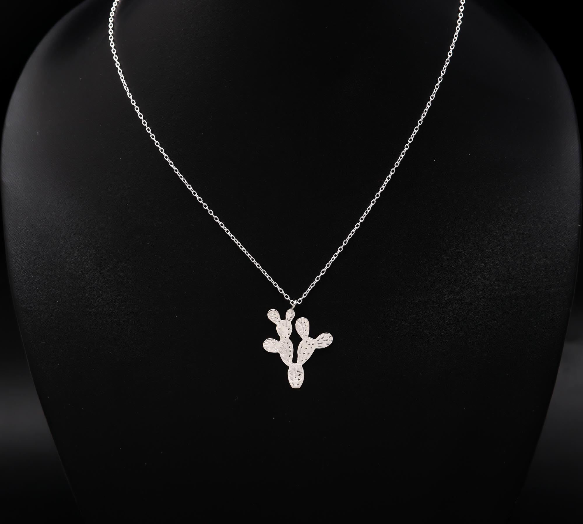 925 Silver Cactus Pendant Necklace