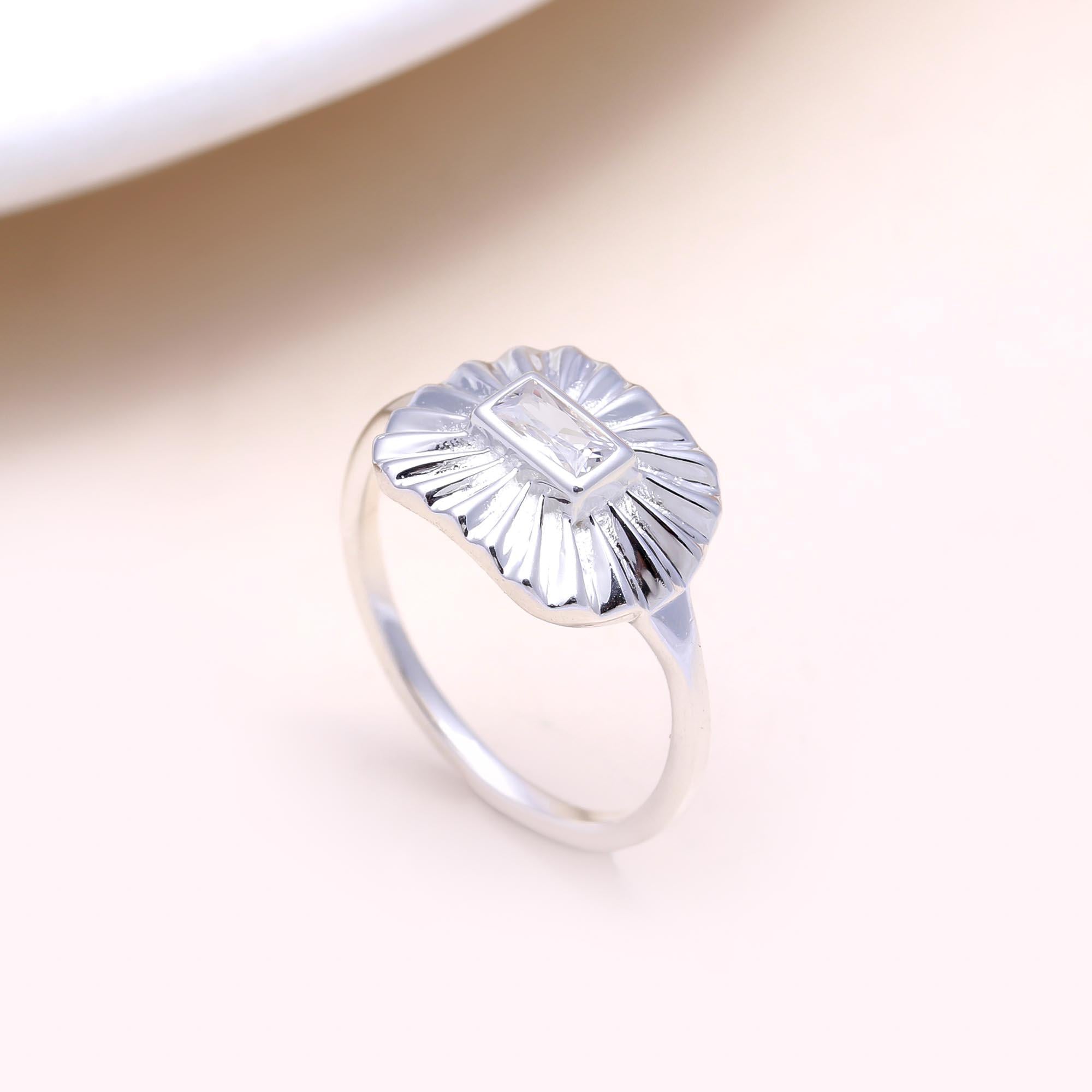 The Fluted Deco Ring: Baguette cubic zirconia Fluted Ring