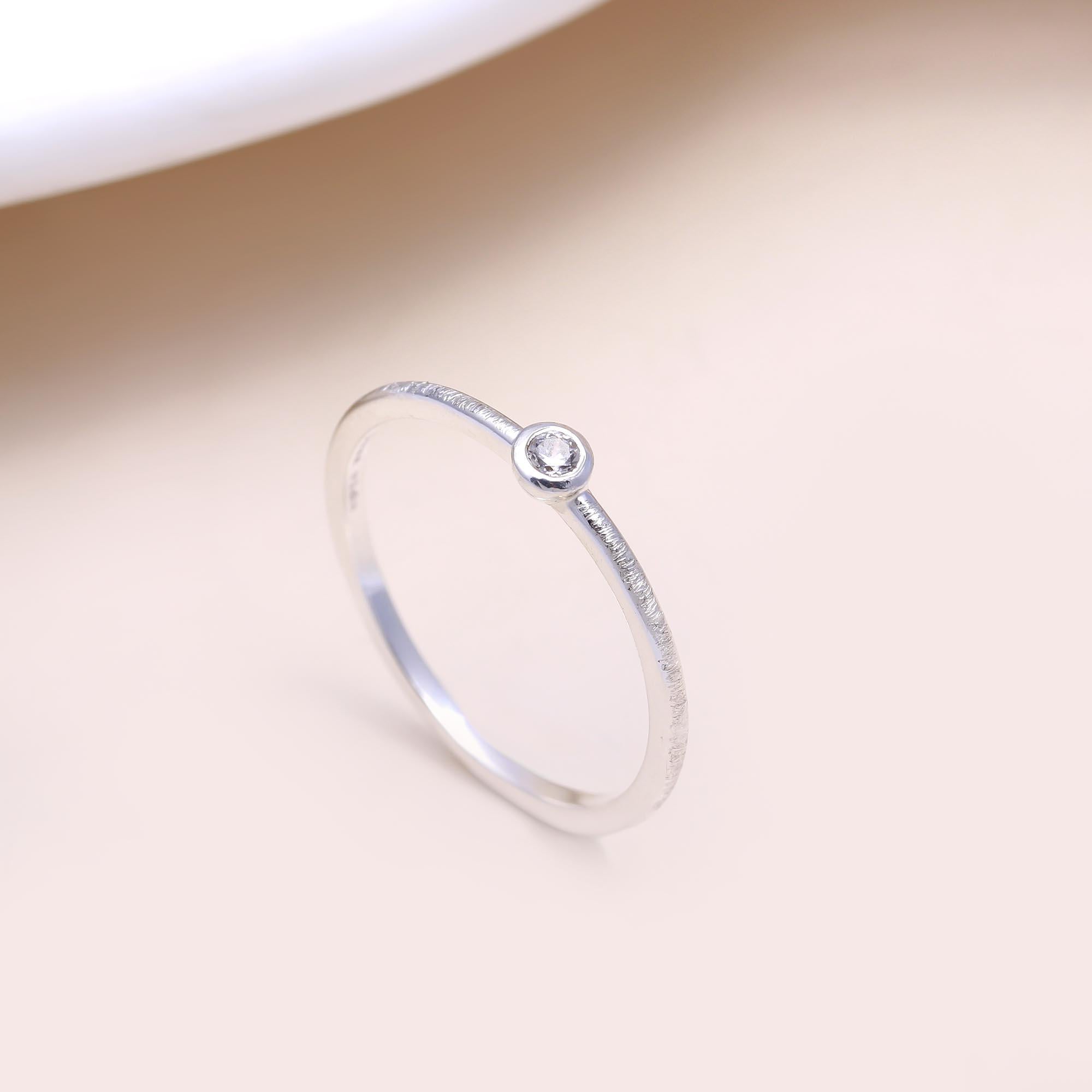 The Micro Texture Ring: Tiny Cubic zirconia Stacking Ring