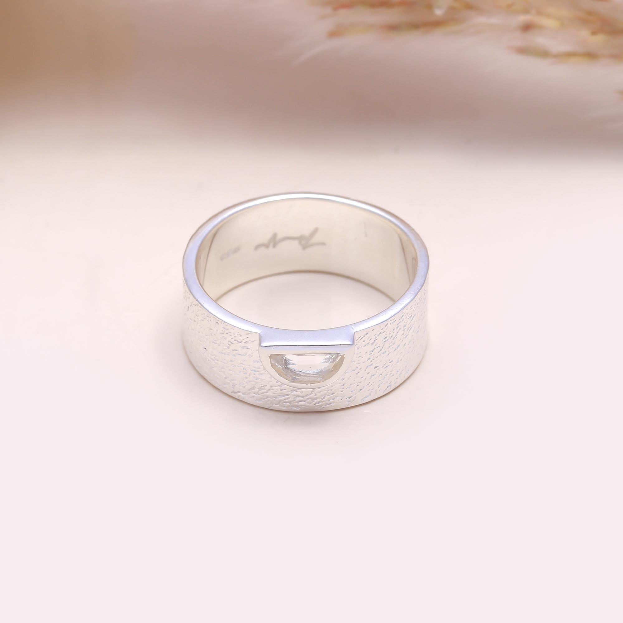 The Lunar Texture Ring: Lemon Quartz Wide Band Ring