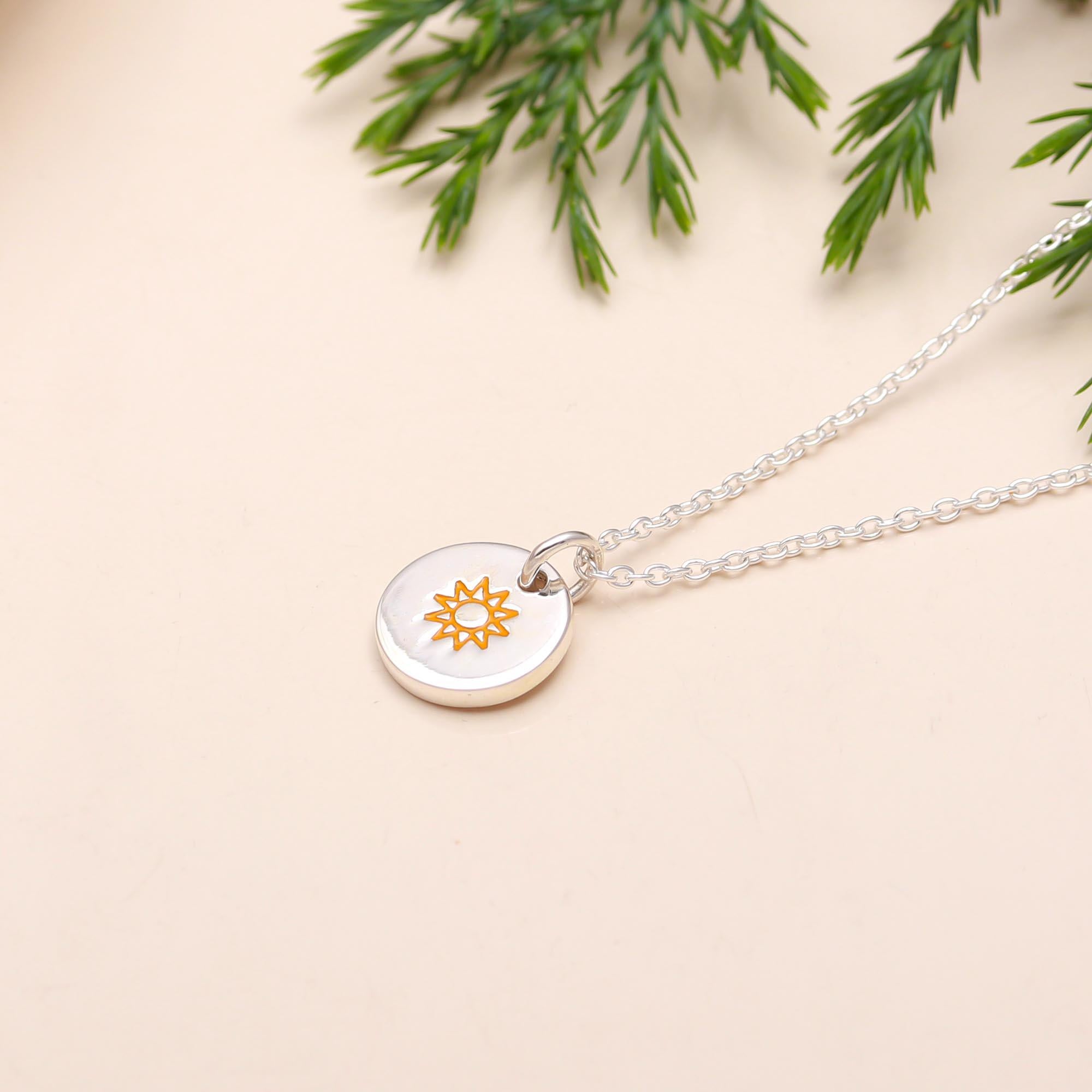 925 Sterling Silver Enamel Sun Necklace