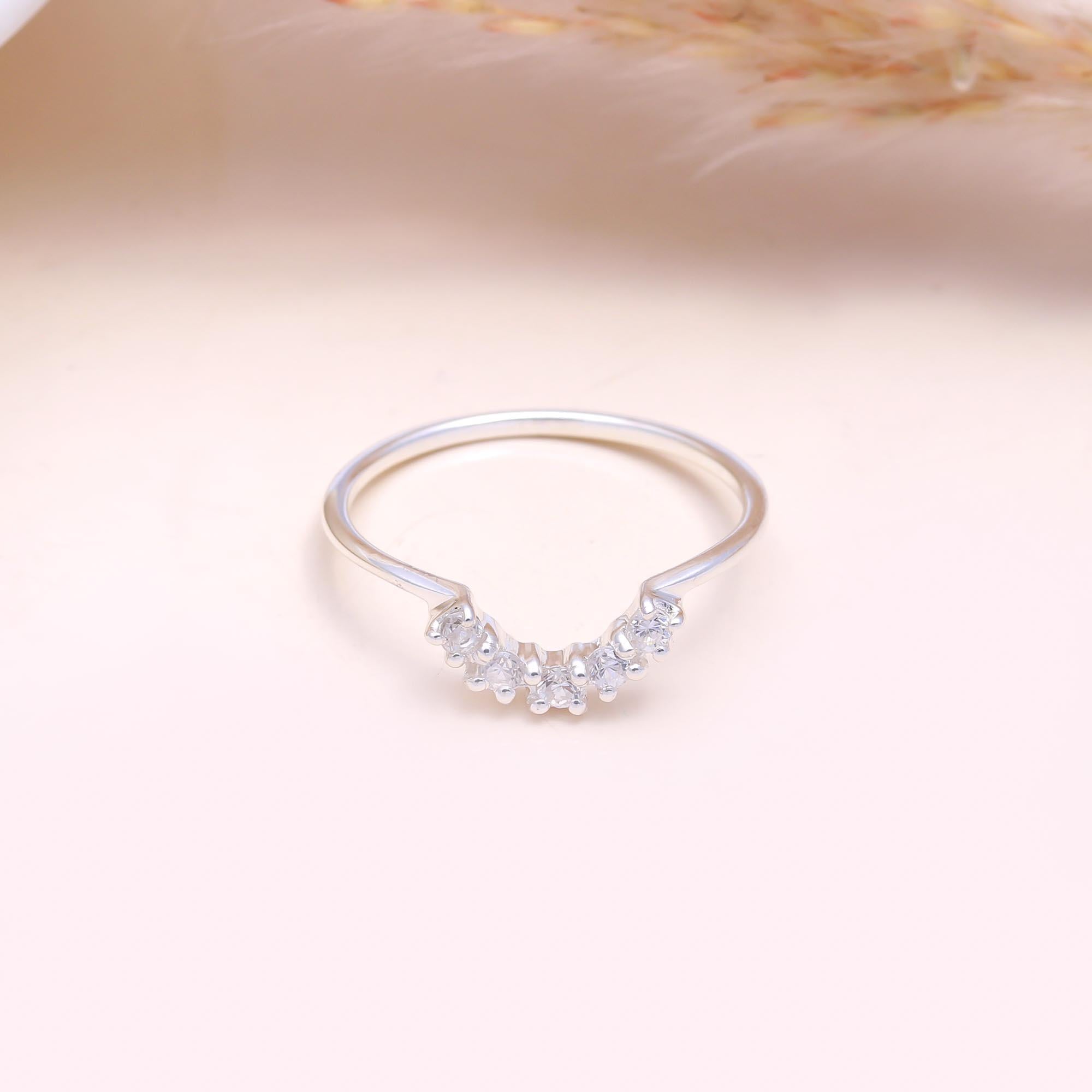 The Crystal Tiara Ring: White Topaz Curved Cluster Ring