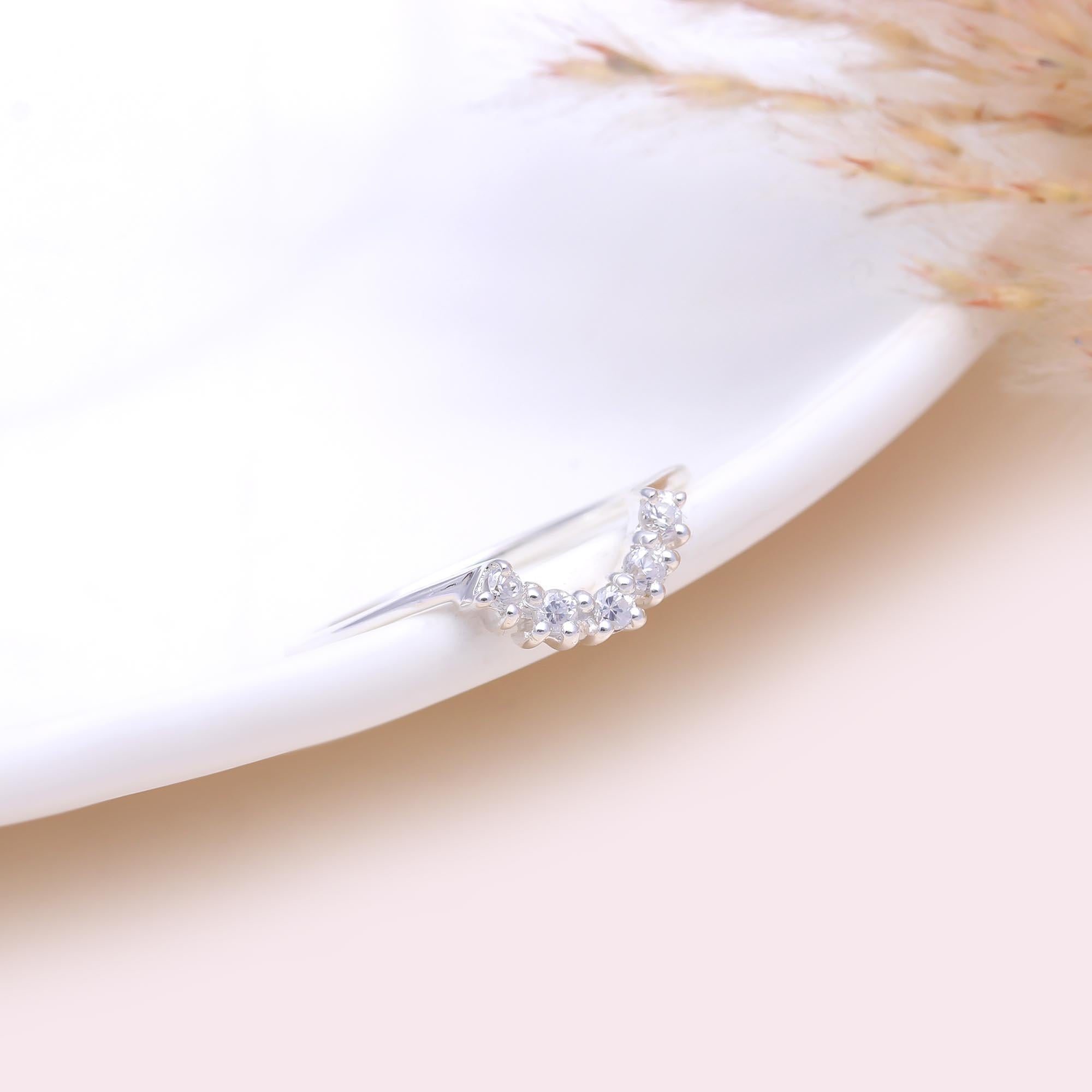 The Crystal Tiara Ring: White Topaz Curved Cluster Ring