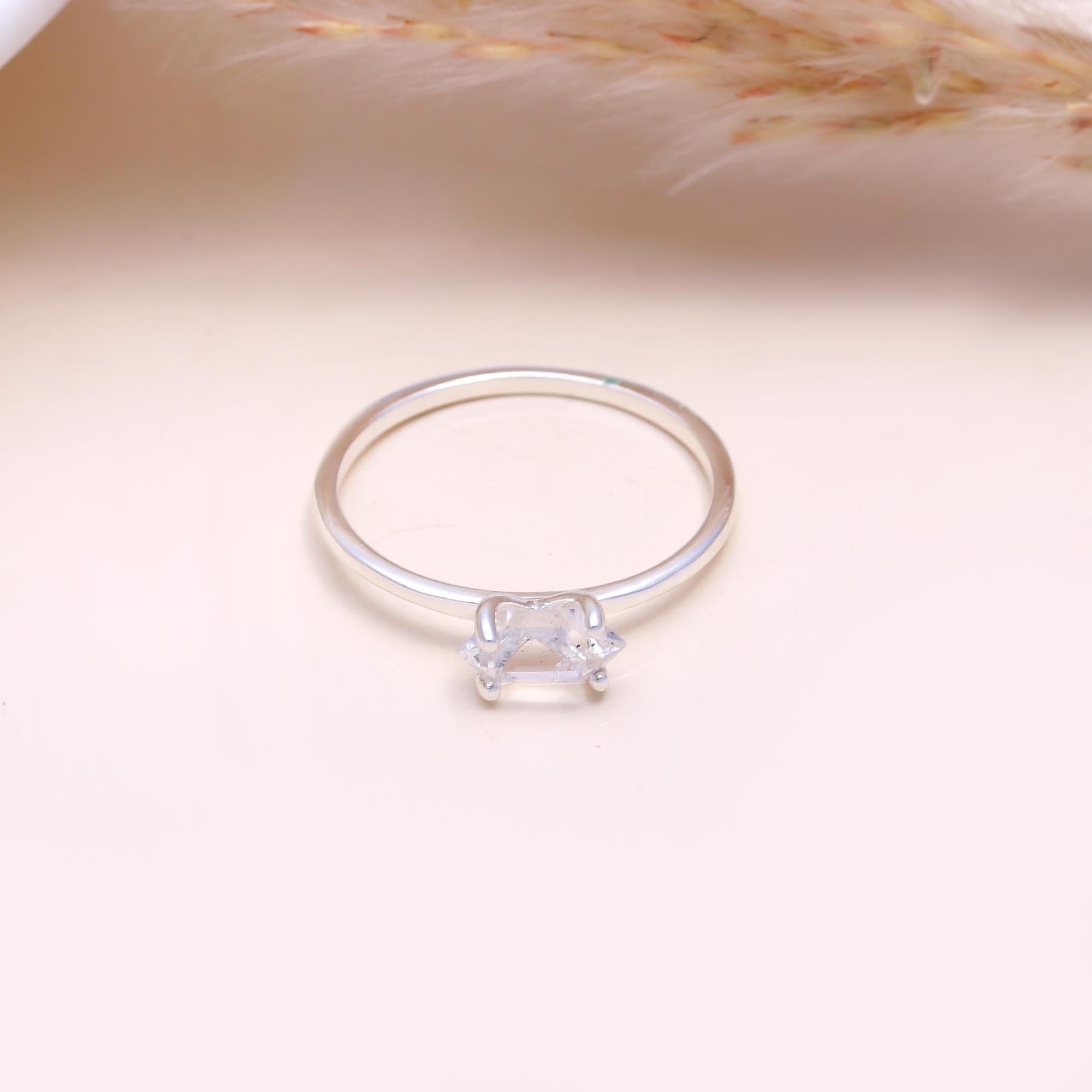 The Raw Crystal Ring: Raw Herkimer Style Quartz Ring