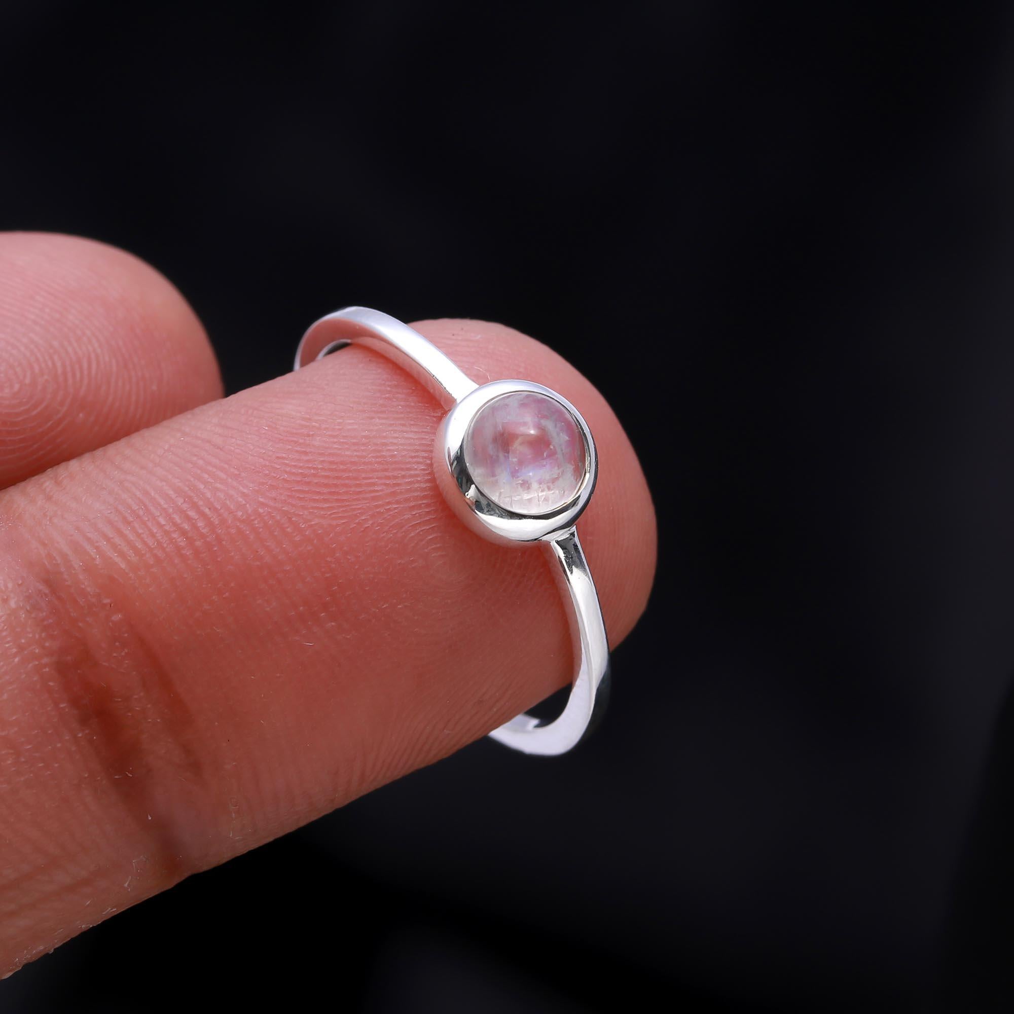 The Pure Luna Ring: Rainbow Moonstone Bezel Ring