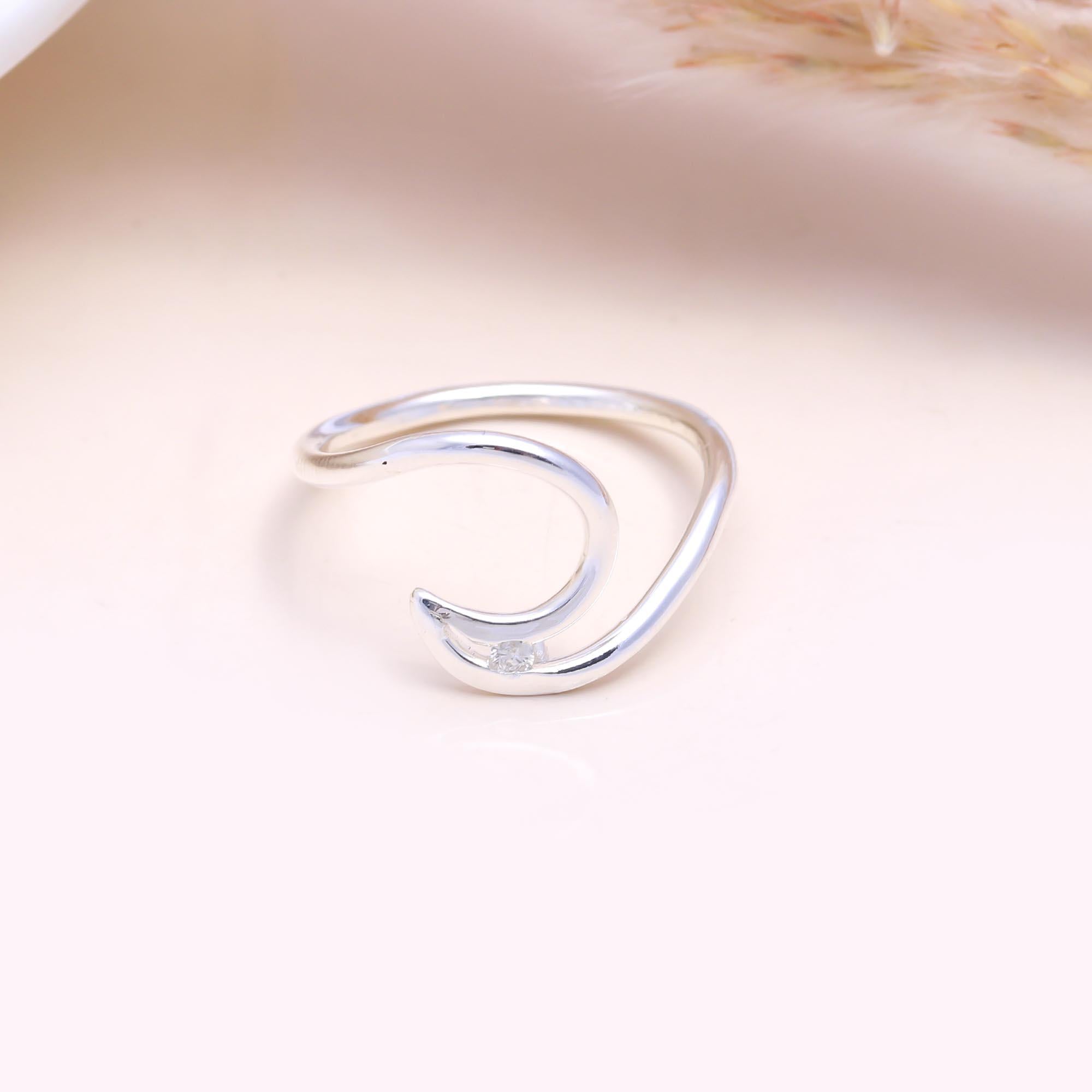 The Fluid Sparkle: Cubic zirconia Open Swirl Ring