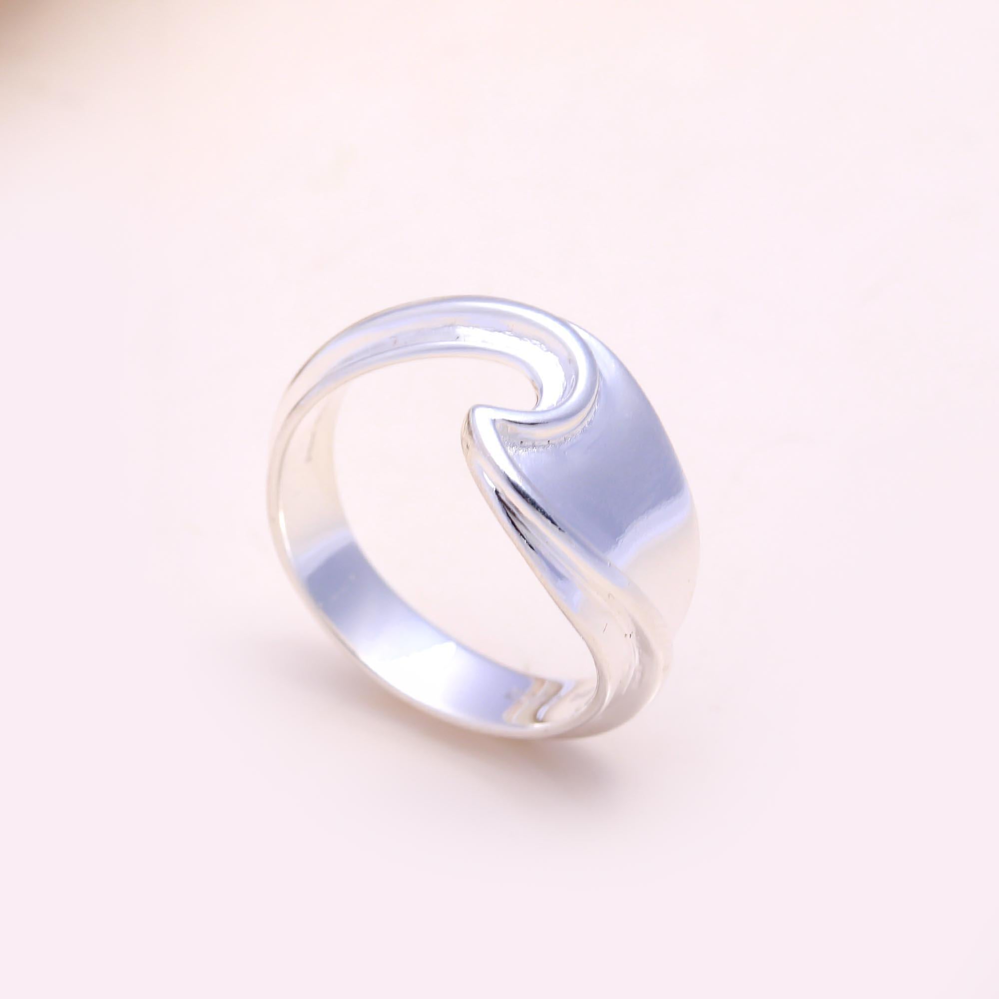 The Silver Surf Ring: Sculptural Silver Wave Ring