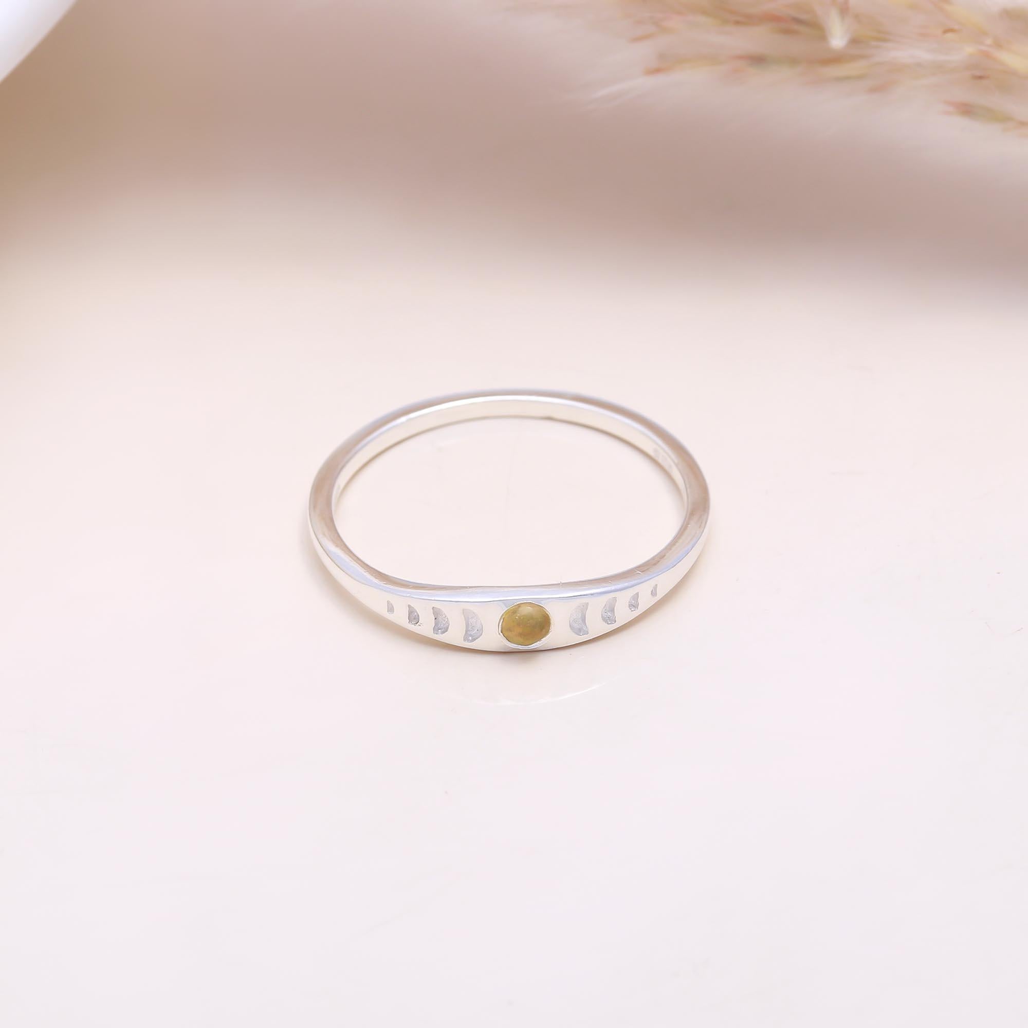 The Lunar Journey: Citrine Moon Phase Ring